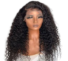 26Inch 180Density Brazilian Kinky Curly Natural Hairline Lace Front Wig For Black Women With Baby Hair Daily Wigs Heat dissipatio5782977