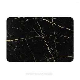 Carpets Non-slip Doormat Living Room Mat Luxe Black And Gold Marble Hallway Carpet Entrance Door Rug Bedroom Decor