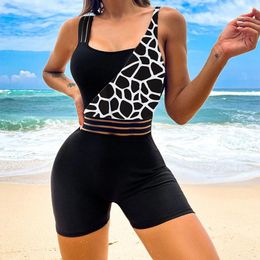 Women's Swimwear 2024 Sexy Colour Patchwork Women Irregular Design Push Up One Piece Swimsuit Monokini Boyshorts Beach Bathing Suit