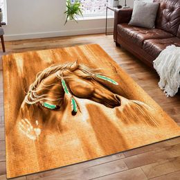 Carpets PLstar Cosmos Horse Racing Style Lover Unique Rug 3D Printed Room Mat Floor Gift Anti-slip Large Carpet Home Decoration