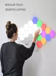 Colorful Quantum Lamp Led Hexagonal Lamps Modular Touch Sensitive Night Light Magnetic Hexagons Creative Decoration Wall Lampara5345476