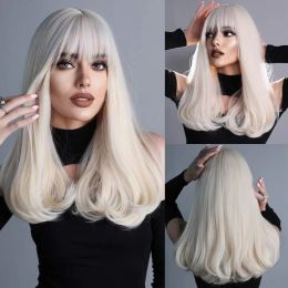 Wigs NAMM Women Curly Wigs Synthetic Wig with Bangs Cosplay Daily Party Wig for Women Heat Resistant Hair Platinum Blonde Wigs Girl