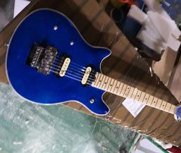 Strings Left Handed Blue Electric Guitar with Quilted Veneer Maple Fretboar