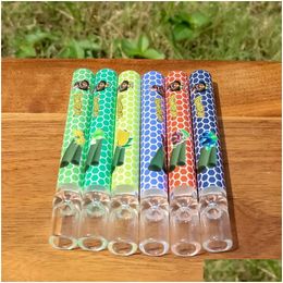 Smoking Pipes Glass Pipe Smoke Accessory Clear One Hitter 4.06Inch Straight Water For Dry Herb Disposable Shisha Pen Shop Drop Deliver Dhgpg