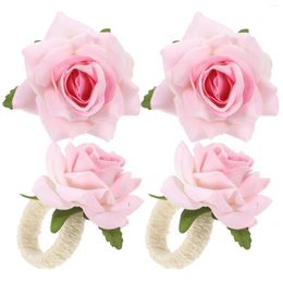 Table Cloth Rose Napkin Rings Holders Artificial Flower For Party Dining Wedding Buckles Decoration Ornament