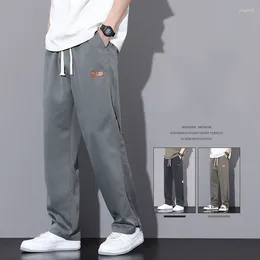 Men's Pants Summer High Quality Wide Leg Classic Street Casual Thin Loose Straight Cylinder Waist Drawstring Motion Trouser