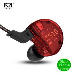 Headphones KZ ZS10 1DD+4BA 4BA+1DD HIFI Headset Hybrid Inear Earphone Sport Noise Cancelling Headset Replacement Cable AS10 BA10 ZST ZSN