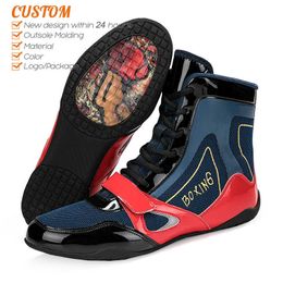 HBP Non-Brand 2024 Make Your Own Leather Kids Boxing Shoes high-Top Women Wrestling Shoes CombatTraining Shoes Men Boxing boots