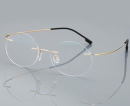 Antiblue Ray Rimless Reading Glasses Men Women Round Titanium Alloy Frame Prescription Presbyopia Eyeglasses 1502002501981222