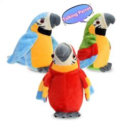 Śliczne elektryczne gadające papugi pluszowe zabawki powtórki powtórki skrzydełka Plush Plush Flush Flush Flush Flush Pluszowa zabawka jako prezent dla dzieci Bi 240318