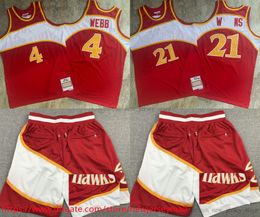 Classic Retro Authentic Embroidery 1986-87 Basketball 4 Spud Webb Jersey Vintage Red 21 Dominique Jerseys Real Stitched Breathable Sport High Quality