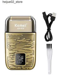 Electric Shavers KEMEI 3-speed electric shaver professional IPX6 waterproof metal shell beard shaver with LCD digital display suitable for men Q240318