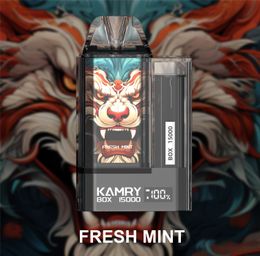 Kamry Box 15000 Puff 15k puff Disposable E Cigarettes 1.0Ω Mesh Coil 30ml Pod Battery Rechargeable Electronic Cigs Puff 15K 2% disposable vape Intelligent display
