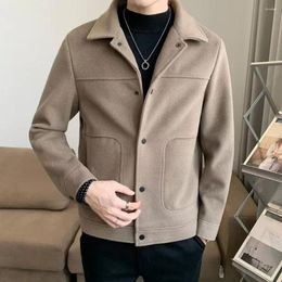 Men's Jackets Fall Winter Men Jacket Turn-down Collar Single-breasted Thick Cardigan Long Sleeve Loose Solid Colour Warm Pockets Anti-pilling