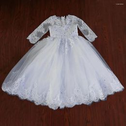 Girl Dresses Real Imaged Flower For Wedding Sequined Applique Princess First Communion Dress Toddler Full Sleeve Party Ball Gown