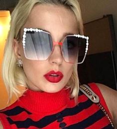 2018 Oversized Square Sunglasses Women Diamond New Fashion Brand Designer Pink Female Sun Glasses Superstar Transparent Oculos1914851