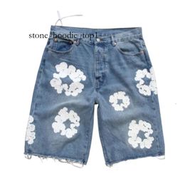 Denim Denim Jeans Shorts Men Designer Women Short Jean for Mens High Qulity Straight Tight Flower Printing Shortpants Slim Hip Hop Street Pants Clothing Denim 1353