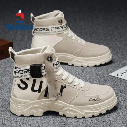 boots Men Autumn New Personality Fashion Casual Boots Hightop Tooling Winter Shoes Tide Boots British Canvas Shoes safety shoes 1014