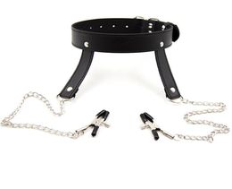 BDSM PU Leather Dog Collar Slave Bondage Belt Metal Nipples Clamps Fetish Erotic Sex Products Adult Toys For Women And Men HS342295470