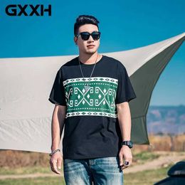 Men's T-Shirts GXXH 2023 Summer Mens T-shirt Cotton Short sleeved Trendy Mens Fashion Large Bottom T-shirt Top Round Neck White T-shirt XXL-7XL J240316