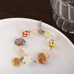 Strand Resin Bead Lucky Fish Bracelet Fresh Glass Fashion Design Coconut Tree Hand Rope Jewellery Accessories Korean Style Party