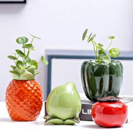 Ceramic Vase Colored Persimmon Vegetables and Fruits Cartoon Fruit Flower Pot Artificial Vegetable Home Decor 240306