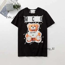 Moscino Moschin Moshino Designer Womens T-Shirt Summer Brands Graphic Tee Cartoon Bear Stamp Loose Cotton Outdoor Leisure Tops 594