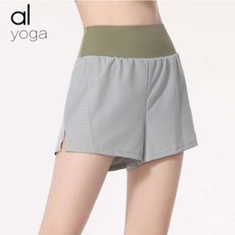 2024Aloyoga Women New Yoga Fake Two-Piece Anti Glare Yoga Pants, Sports Shorts, Women's Fitness And Beauty Body Colour Contrast High Waisted Pants