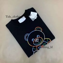 Moscino Moschin Moshino Designer Womens T-Shirt Summer Brands Graphic Tee Cartoon Bear Stamp Loose Cotton Outdoor Leisure Tops 357