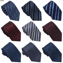 Designer Tie Mens Silk Hand 8cm Professional Dress Business Yarn Dyed Jacquard Okyt