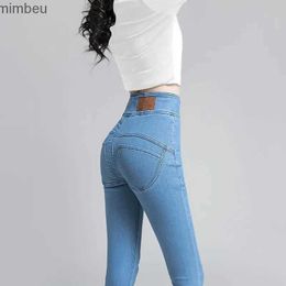 Women's Jeans Korean Women High Waist Skinny Jeans Spring Autumn Streetwear Fashion Slim Trousers Denim Solid Button Casual Pencil Pants 2022C24318