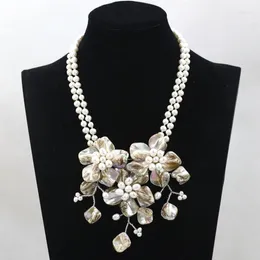 Pendant Necklaces Handmade Wedding Pearl Necklace Floral Party Pretty Shell Flower ABG30