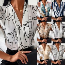 Women's Blouses Summer Top Blouse Fashion Print Tops V-neck Sleeveless Casual Shirt Elegant Party Shirts 2024