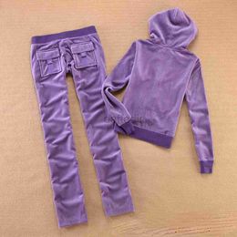 Women's Tracksuits Velvet Women Tracksuit Sportswear Long Sleeve Zip Up Hooded Jacket Sweater+pant Running Jogging Outfit Casual Workout Set 24318