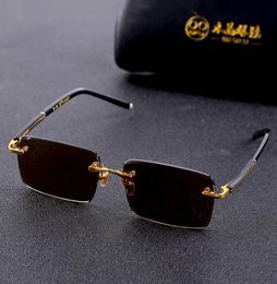 Vazrobe Glass Sunglasses Male Ladies Rimless Sun Glasses for Men Brown Stone Lens Anti Scratch Brand Designer Vintage Eyewear2042775