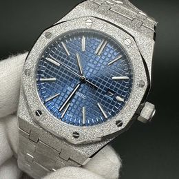 Mens Watch Frosted Case Designer Luxury Automatic Movement Watch High Quality Frost shell silvery blue dial Size 42MM Stainless Steel Strap fashion watch