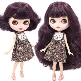 ICY DBS Blyth Custom Doll NoBL135950 Purple Mix Brown Hair White Skin 16 BJD Ob24 Anime Girl 240311