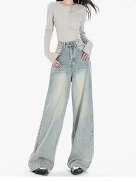 Women's Jeans Baggy Women Fashion Y2k Straight High Waisted Mopping Denim Trousers 2024 Vintage Streetwear Wide Leg Femme Mom Pants