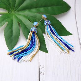 Dangle Earrings Ethnic Long Drop Earring Fashion Acrylic Blue/Mulit-color Tassel For Women Appointment Date Gift Jewellery