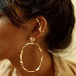 Hoop Earrings Gothic Oversize Circle Round Gold Plated Women Exaggerate Huggie Earring Twist Ear Hoops Lightweight Punk Jewellery