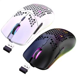 G32B XYH80 Hollowout Honeycomb 24GHz Wireless Gaming Mouse 4 Gear 3200 DPI RGB Lighting Mice for PC Laptop 240309