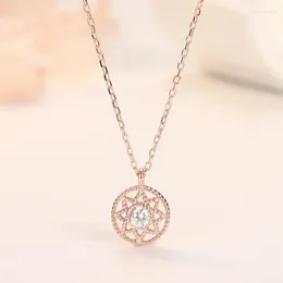 Chains Personalised Retro Round Women's Silver Colour With Zircon Six Pointed Star Pendant Necklace Short Clavicle Chain