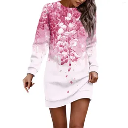 Casual Dresses Long Sleeve Dress For Women Printed Pullover Hip Pack Sweater Autumn Ropa Mujer