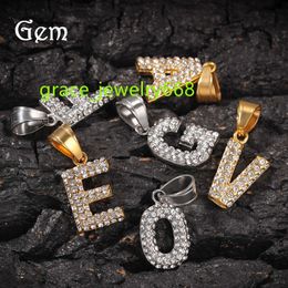 Accessories hip-hop stainless steel diamond inlaid mini small letter pendant trendy punk creative versatile necklace