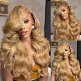 13x6 Transparent Honey Blonde Lace Front Wigs Coloured Straight Lace Front Human Hair Wigs 32 Inch Body Wave Human Hair Wigs