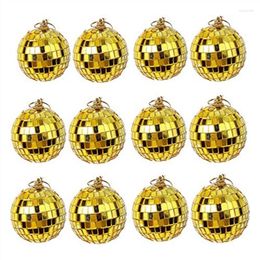 Decorative Figurines 12-Piece Mirror Disco Ball Decoration Party Or DJ Lighting Effects Home Stage Props (2 Inches Gold)