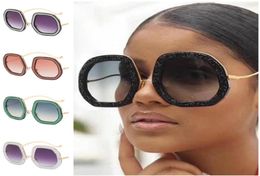 Women Sunglasses Glitter Diamonds Sun Glasses Adumbral AntiUV Spectacles Oversize Frame Eyeglasses Polygon Ornamental6970269