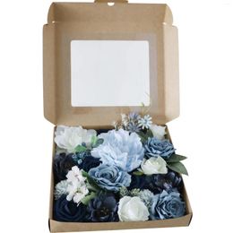 Decorative Flowers Revival Blues Gift Box For DIY Wedding Bouquet Mother's Day Artificial Rose Fake Flower Home Decor