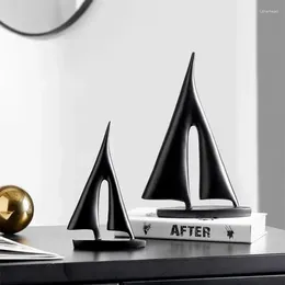 Decorative Figurines Sailboat Statue For Home Decor Nordic Abstract Sculpture Resin Sailing Boat Figure Modern Decoration Craft Ornament