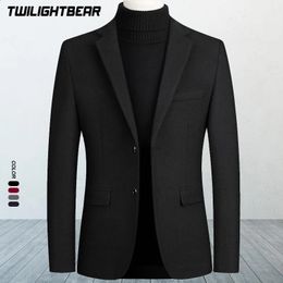 Mens Wool Blazers Male Suit Jacket Oversized Solid Business Casual Winter Jacket Men Clothing Wedding Suit Coat 4XL BFJ002 240318